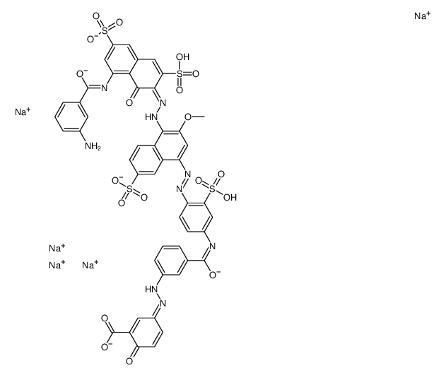 pentasodium,(3Z)-3-[[3-[[4-[[4-[(2E)-2-[8-[(3-aminobenzoyl)amino]-1-oxo-3,6-disulfonatonaphthalen-2-ylidene]hydrazinyl]-3-methoxy-7-sulfonatonaphthalen-1-yl]diazenyl]-3-sulfonatophenyl]carbamoyl]phenyl]hydrazinylidene]-6-oxocyclohexa-1,4-diene-1-carboxyla Structure