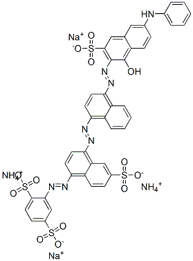 2-[[4-[[4-[[6-anilino-1-hydroxy-3-sulpho-2-naphthyl]azo]-1-naphthyl]azo]-6-sulpho-1-naphthyl]azo]benzene-1,4-disulphonic acid, ammonium sodium salt Structure