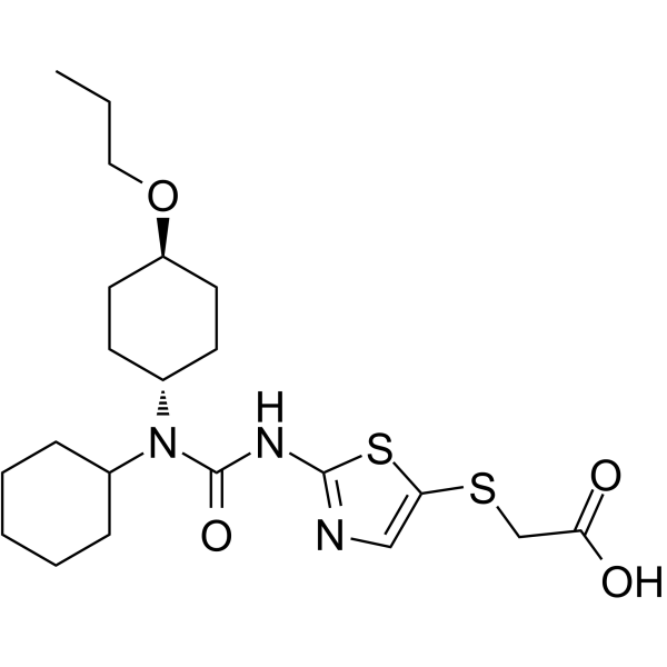 {2-[3-cyclohexyl-3-(trans-4-propoxy-cyclohexyl)-ureido]-thiazol-5-ylsulfanyl}-acetic acid Structure