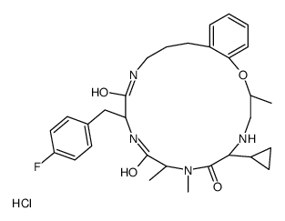 (7R,10R,13S,16R)-13-cyclopropyl-7-[(4-fluorophenyl)methyl]-10,11,16-trimethyl-17-oxa-5,8,11,14-tetrazabicyclo[16.4.0]docosa-1(22),18,20-triene-6,9,12-trione,hydrochloride结构式