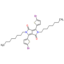 3,6-bis-(5-Bromo-2-thienyl)-2,5-dihydro-2,5-dioctylpyrrolo[3,4-c]pyrrole-1,4-dione Structure