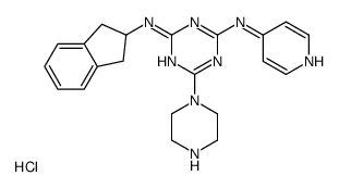 1,3,5-Triazine-2,4-diamine, N2-(2,3-dihydro-1H-inden-2-yl)-6-(1-piperazinyl)-N4-4-pyridinyl-, (Hydrochloride) (1:1) structure