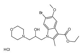 1H-Indole-3-carboxylic acid, 6-bromo-1-(2-hydroxy-3-(4-morpholinyl)pro pyl)-5-methoxy-2-methyl-, ethyl ester, monohydrochloride structure