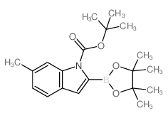6-甲基-2-(4,4,5,5-四甲基-1,3,2-二氧硼杂环戊烷-2-基)-1H-吲哚-1-羧酸叔丁酯结构式