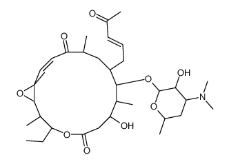 (14E)-9-[4-(dimethylamino)-3-hydroxy-6-methyloxan-2-yl]oxy-3-ethyl-7-hydroxy-2,8,12,16-tetramethyl-10-[(E)-4-oxopent-2-enyl]-4,17-dioxabicyclo[14.1.0]heptadec-14-ene-5,13-dione结构式