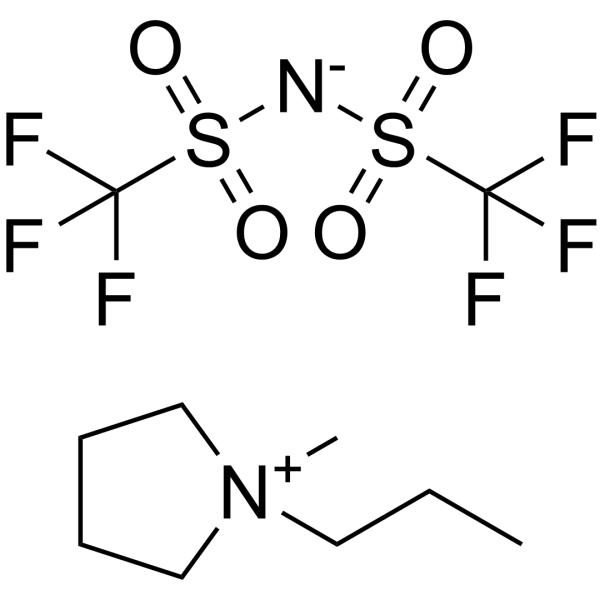 1-丙基-1-甲基吡咯烷双(三氟甲烷磺酰)亚胺盐结构式