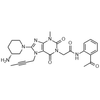(R)-N-(2-乙酰基苯基)-2-(8-(3-氨基哌啶-1-基)-7-(丁-2-炔-1-基)-3-甲基-2,6-二氧-2,3,6,7-四氢-1H-嘌呤-1-基)乙酰胺(利格列汀杂质)结构式