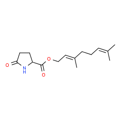 (E)-3,7-dimethylocta-2,6-dienyl 5-oxo-DL-prolinate Structure