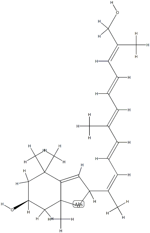 (3S)-5,8-Epoxy-5,8-dihydro-12'-apo-β,ψ-carotene-3,12'-diol结构式