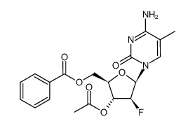 1-(3-O-acetyl-5-O-benzoyl-2-deoxy-2-fluoro-β-D-arabinofuranosyl)-5-methylcytosine结构式
