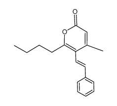 (E)-6-butyl-4-methyl-5-styryl-2H-pyran-2-one结构式