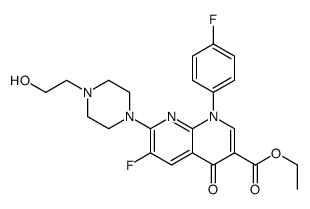 6-氟-1-(4-氟苯基)-7-(4-(2-羟基乙基)哌嗪-1-基)-4-氧代-1,4-二氢-1,8-萘啶-3-羧酸乙酯结构式