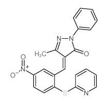 3-甲基-4-(5-硝基-2-(吡啶-2-基硫代)亚苄基)-1-苯基-1H-吡唑-5(4h)-酮结构式