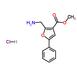 Methyl 2-(aminomethyl)-5-phenyl-3-furoate hydrochloride (1:1) Structure