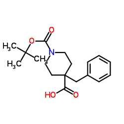 4-苄基-1-(叔丁氧羰基)哌啶-4-羧酸结构式