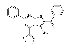 (3-氨基-6-苯基-4-噻吩-2-基-噻吩并[2,3-b]吡啶-2-基)-苯基-甲酮结构式