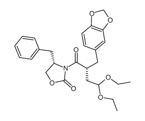 (S)-3-((R)-2-(benzo[d][1,3]dioxol-5-ylmethyl)-4,4-diethoxybutanoyl)-4-benzyloxazolidin-2-one Structure