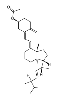 Acetic acid 4-methylene-3-{2-[7a-methyl-1-(1,4,5-trimethyl-hex-2-enyl)-octahydro-inden-4-ylidene]-ethylidene}-cyclohexyl ester结构式