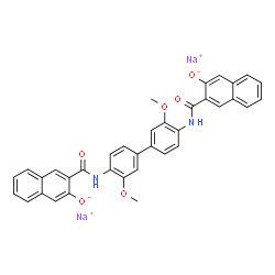 N,N'-(3,3'-dimethoxy(1,1'-biphenyl)-4,4'-diyl)bis(3-hydroxy-2-naphthalenecarboxamide, disodium salt Structure
