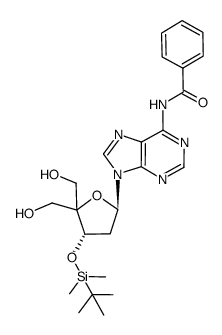 N6-benzoyl-3'-O-tert-butyldimethylsilyl-2'-deoxy-4'-C-hydroxymethyladenosine结构式