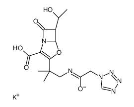 potassium,(5R,6R)-6-[(1R)-1-hydroxyethyl]-3-[2-methyl-1-[[2-(tetrazol-1-yl)acetyl]amino]propan-2-yl]-7-oxo-4-oxa-1-azabicyclo[3.2.0]hept-2-ene-2-carboxylate结构式
