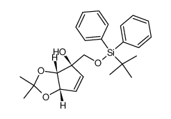 (1R,4S,5S)-(+)-4,5-isopropylidenedioxy-1-(tert-butyldiphenylsilyloxymethyl)-2-cyclopenten-1-ol Structure
