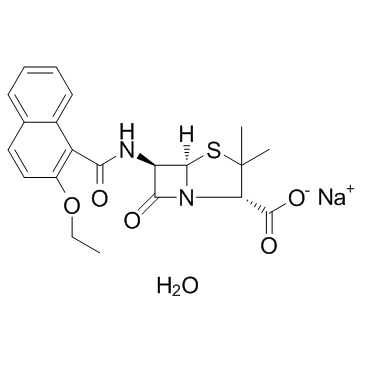 Nafcillin sodium salt monohydrate Structure
