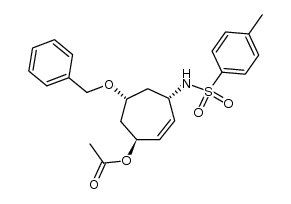 1β-acetoxy-4α-(p-toluenesulfonamido)-6α-(benzyloxy)-2-cycloheptene结构式
