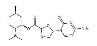 L-menthyl 5-cytosin-1-yl-1,3-oxathiolane-2-carboxylate结构式