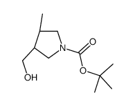 反式-叔丁基 3-(羟基甲基)-4-甲基吡咯烷-1-羧酸结构式