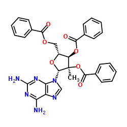2-Amino-2',3',5'-tri-O-benzoyl-2'-C-methyladenosine结构式
