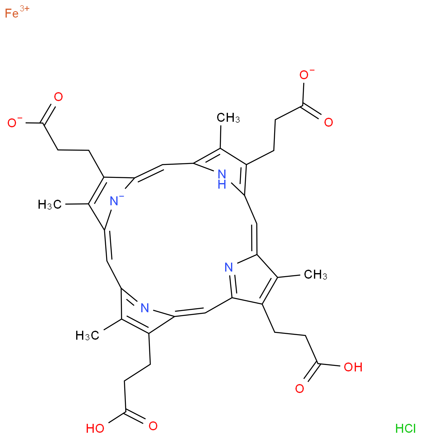 铁(Ⅲ)粪卟啉III 氯化物结构式