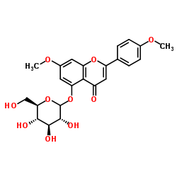 5-(BETA-D-吡喃葡萄糖氧基)-7-甲氧基-2-(4-甲氧基苯基)-4H-1-苯并吡喃-4-酮结构式