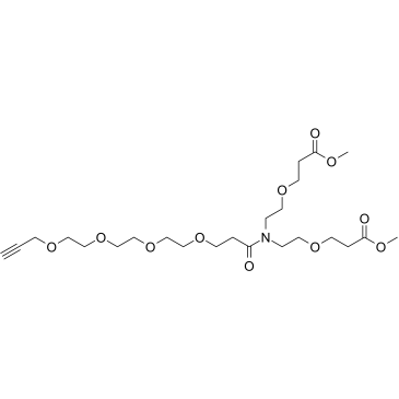 N-(Propargyl-PEG4-carbonyl)-N-bis(PEG1-methyl ester) structure