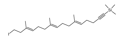 (5E,9E,13E)-16-iodo-6,10,14-trimethyl-1-trimethylsilyl-5,9,13-hexadecatrien-1-yne结构式
