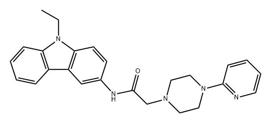 N-(9-乙基-9H-咔唑-3-基)-2-(4-吡啶-2-基)哌嗪-1-基)乙酰胺结构式
