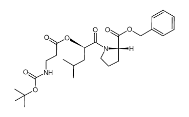 benzyl ((R)-2-((3-((tert-butoxycarbonyl)amino)propanoyl)oxy)-4-methylpentanoyl)-L-prolinate结构式