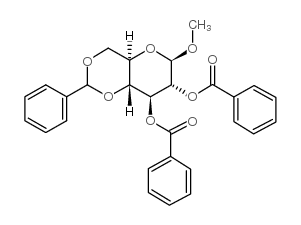 甲基2.3-二-O-苯甲酸基-4,6-O-亚苄基-β-D-喃葡萄苷结构式