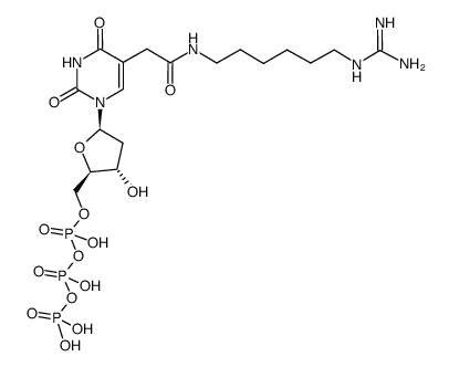 5-[(6-guanidino-hexylcarbamoyl)-methyl]-2'-deoxyuridine-5'-triphosphate Structure