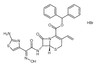 benzhydryl 7-[2-(-aminothiazaol-4-yl)-2-hydroxyiminoacetamido]-3-vinyl-3-cephem-4-carboxylate hydrobromide (syn isomer) Structure