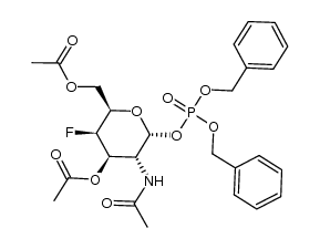 2-acetamido-3,6-di-O-acetyl-2,4-dideoxy-4-fluoro-α-D-galactopyranosyl dibenzyl phosphate结构式