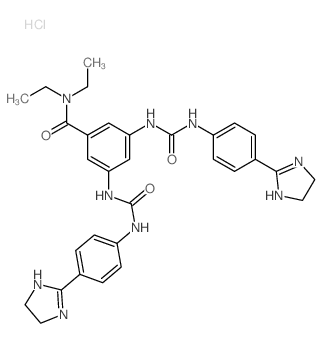 Benzamide,3,5-bis[[[[4-(4,5-dihydro-1H-imidazol-2-yl)phenyl]amino]carbonyl]amino]-N,N-diethyl-,hydrochloride (1:2) Structure