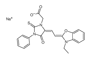 sodium 5-[(3-ethyl-3H-benzoxazol-2-ylidene)ethylidene]-4-oxo-3-phenyl-2-thioxoimidazolidine-1-acetate结构式