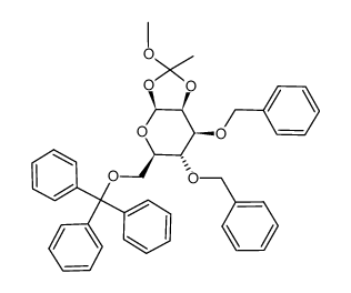 3,4-di-O-benzyl-1,2-(1-methoxyethylidene)-6-O-trityl-β-D-mannopyranoside Structure