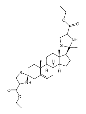 17β-(4''-ethoxycarbonyl-2''-methyl-1'',3''-thiazolidine-2''-yl)-5-androstene-3-spiro-2'-(4'-ethoxycarbonyl-1',3'-thiazolidine)结构式