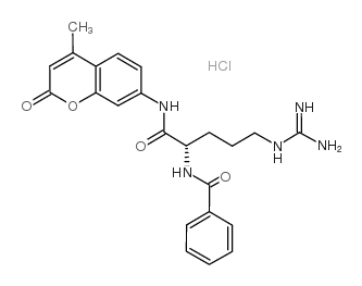 Nα-苯甲酰基-L-精氨酸-7-氨基-4-甲基香豆素盐酸盐结构式