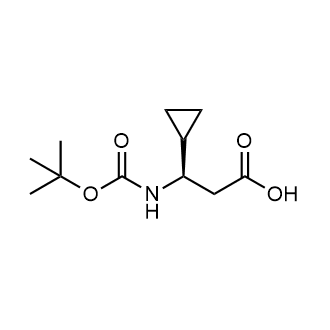 (R)-3-((叔丁氧羰基)氨基)-3-环丙基丙酸结构式