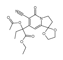 ethyl 2-acetoxy-2-[6-cyano-1,1-(ethylenedioxy)-5-oxo-1,2,3,5-tetrahydroindolizin-7-yl]butanoate Structure