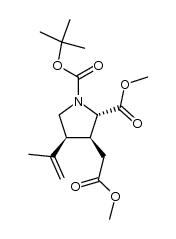 (2S,3S,4S)-4-isopropenyl-3-methoxycarbonylmethyl-pyrrolidine-1,2-dicarboxylic acid 1-tert-butyl ester 2-methyl ester结构式