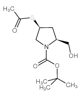 (2S,4S)-4-(乙酰基硫代)-2-(羟基甲基)-1-吡咯烷羧酸-1,1-二甲基乙酯结构式